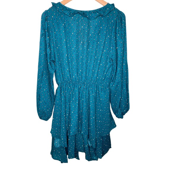 Andree by Unit long sleeve tiered dress teal green printed size large - Picture 6 of 12